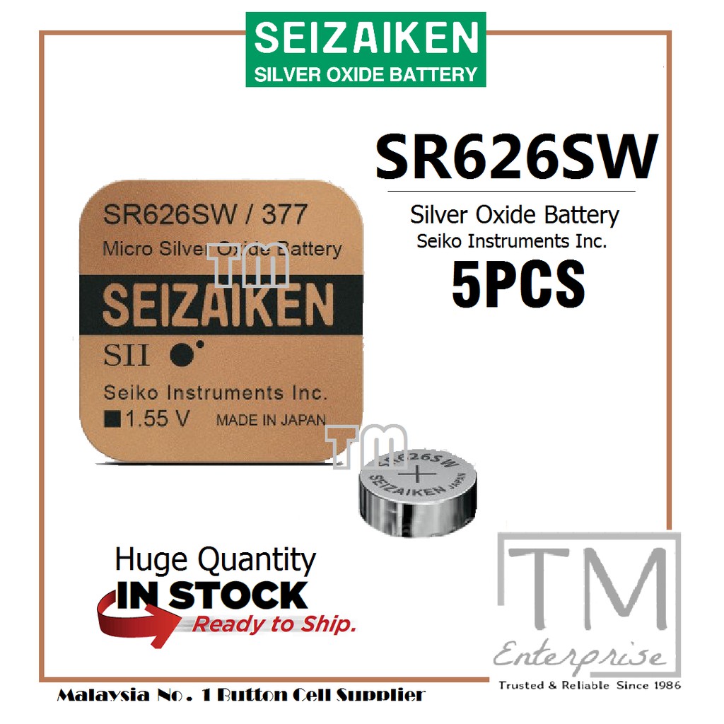 SEIKO SR626SW - Pila de reloj (377) Oxide Silver (1,55 V) - 1 Unidad