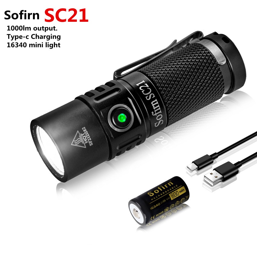 Sofirn Mini SC13 Flashlight USB C Rechargeable Bright 1300 Lumens Small EDC  Keychain Light
