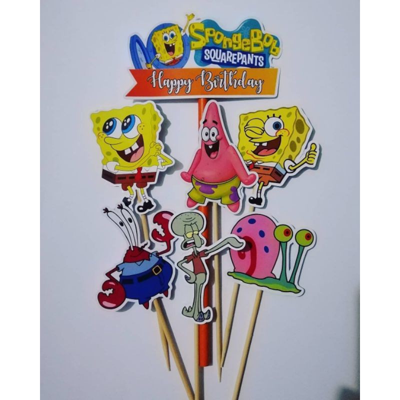 Spongebob Squarepants Cake Topper Birthday (Set Bajet) | Shopee Malaysia