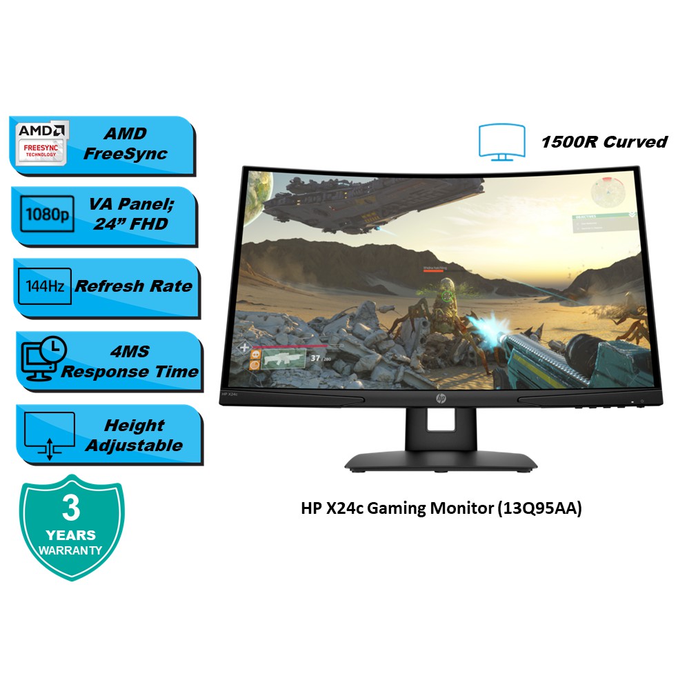 HP X24c Gaming Curved Monitor Shopee Malaysia
