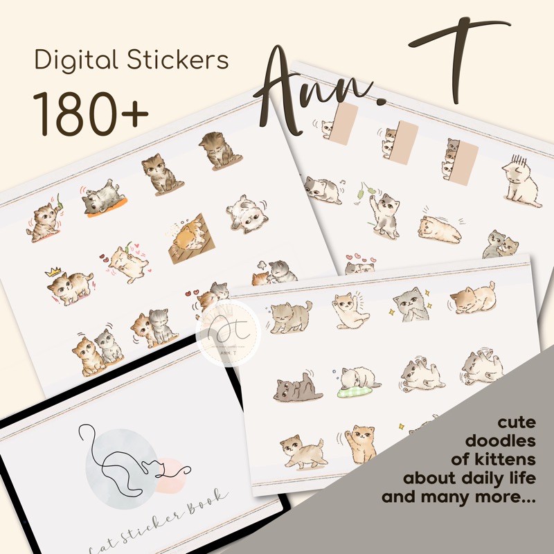 GoodNotes / PNG Ann T. Cat Digital Stickers Book 2 for Journal ...