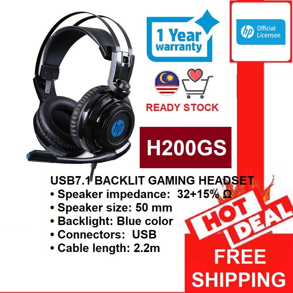 HP H200GS USB 7.1 BACKLIT GAMING HEADSET WITH MIC 4D POWERFUL SOUND