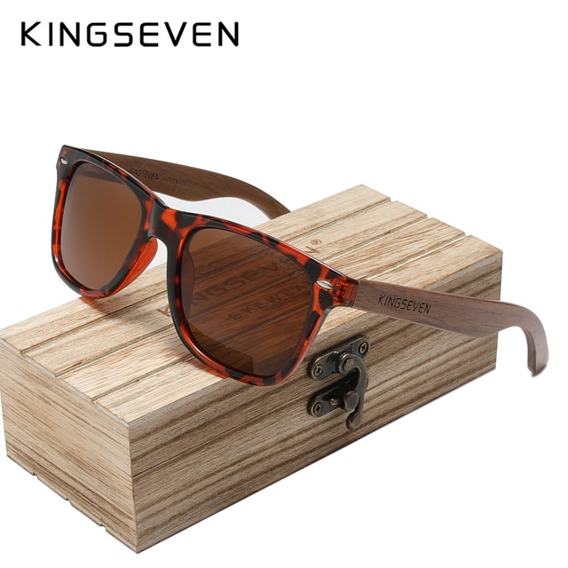 KINGSEVEN New Black Walnut Sunglasses For Men And Women Wood Polarized