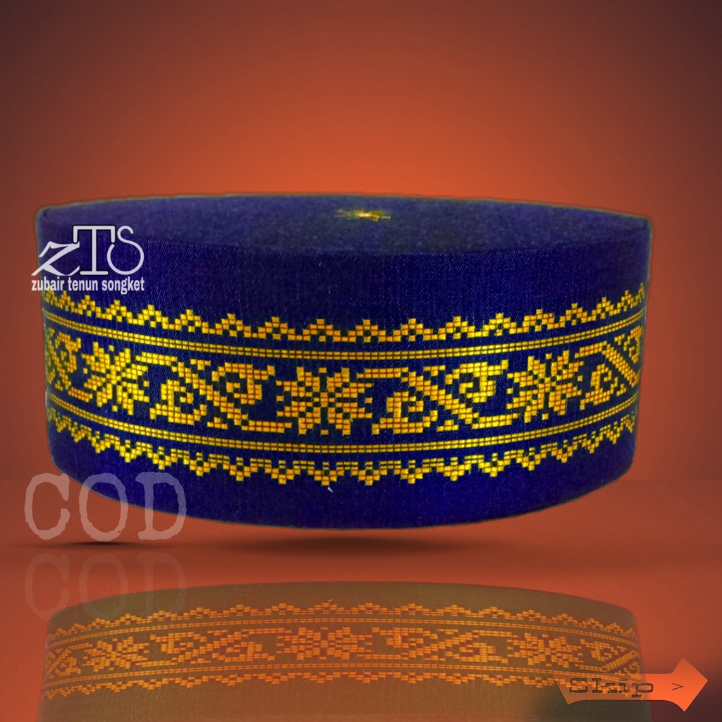 MERAH Peci SONGKOK MOTIF Z BLUE GOLD SONGKO KOPIN KOPYA ZUBAIR WOVEN ...