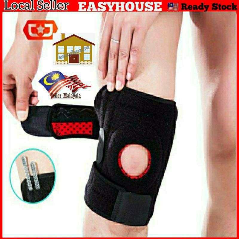 QUALITY 4 Metal Spring Adjustable Knee Support Knee Guard Support ACL Protect Knee Running/Hiking Penyokong Lutut