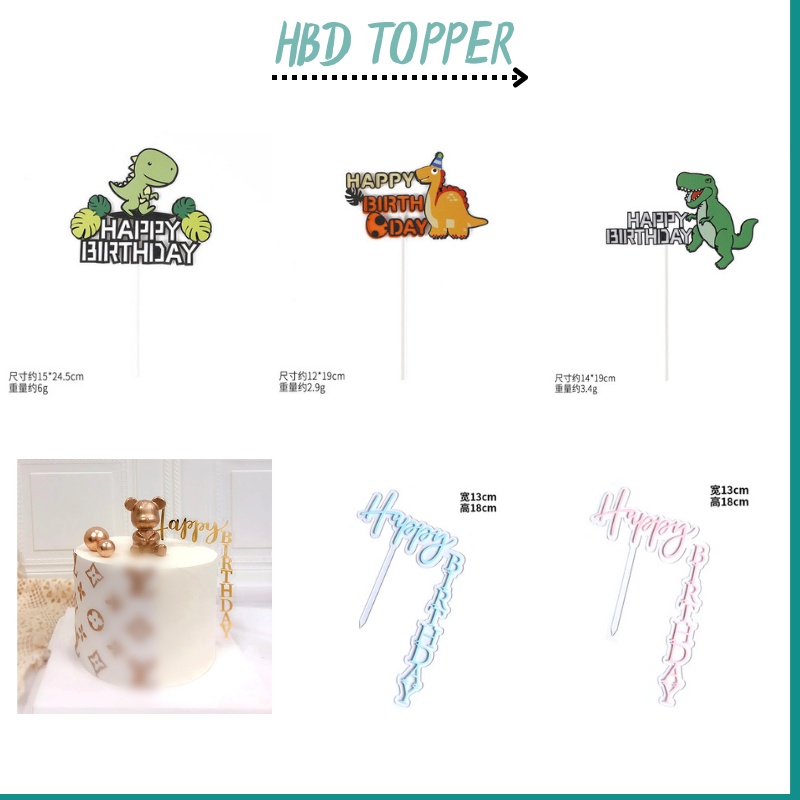 L Shape Acrylic HB Topper, Dino Cake Topper, Vertical Birthday Cake ...