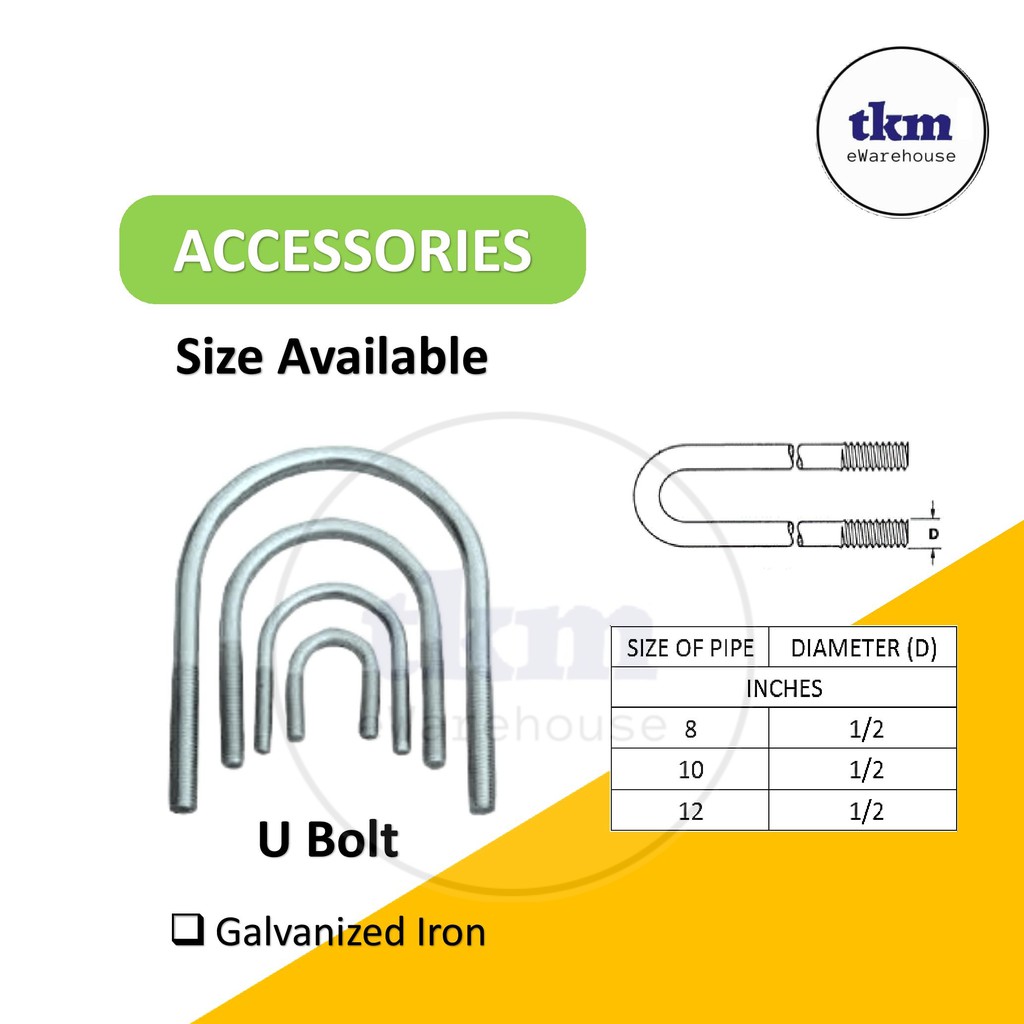 GI GALVANIZED IRON U BOLT ZINC PALTED FLAT BAR PAPAYA HANGER BAND
