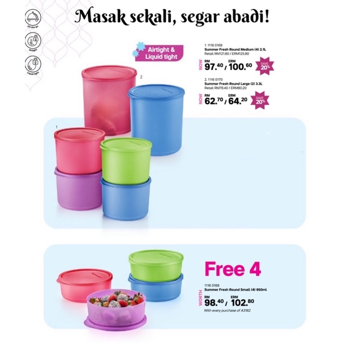 Tupperware Summer Fresh Round Set (10pcs) | Shopee Malaysia