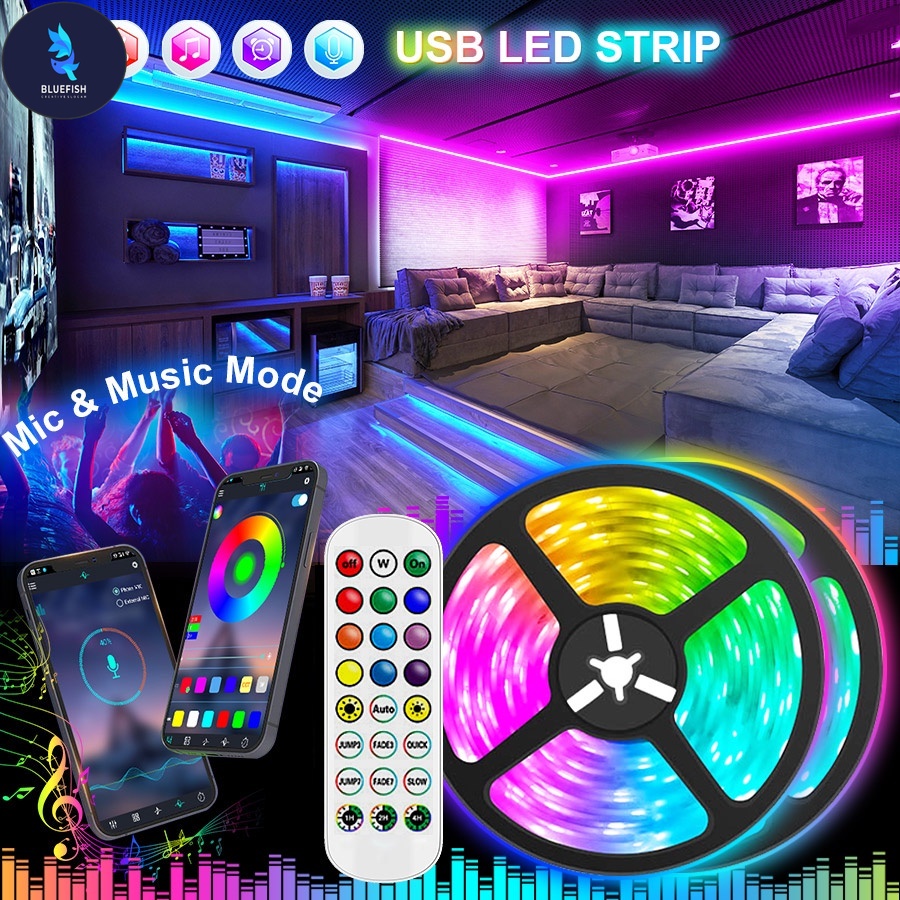 BF 1-10M LED Light USB LED Strip Light 2835 lampu led Bluetooth DC 5V ...