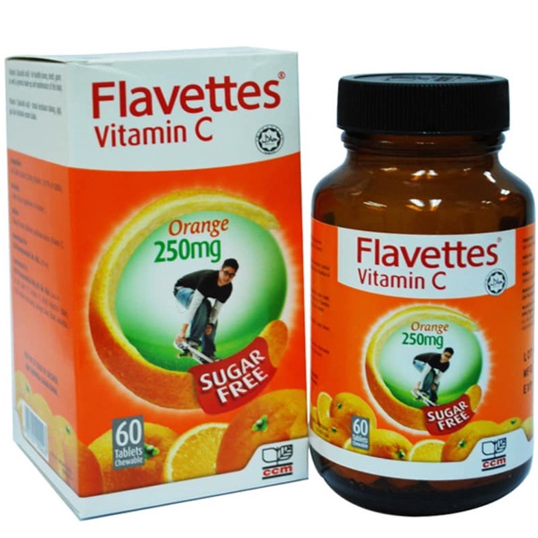 FLAVETTES VITAMIN C SUGAR FREE ORANGE 250MG CHEWABLE TABLET 60'S 100'S Shopee Malaysia