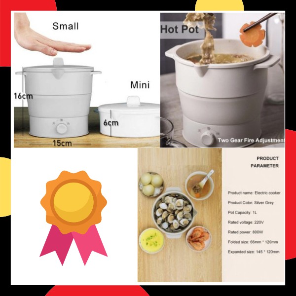 Portable Folding Electric Pot Travel Cooking Pot ( White ) | Shopee ...