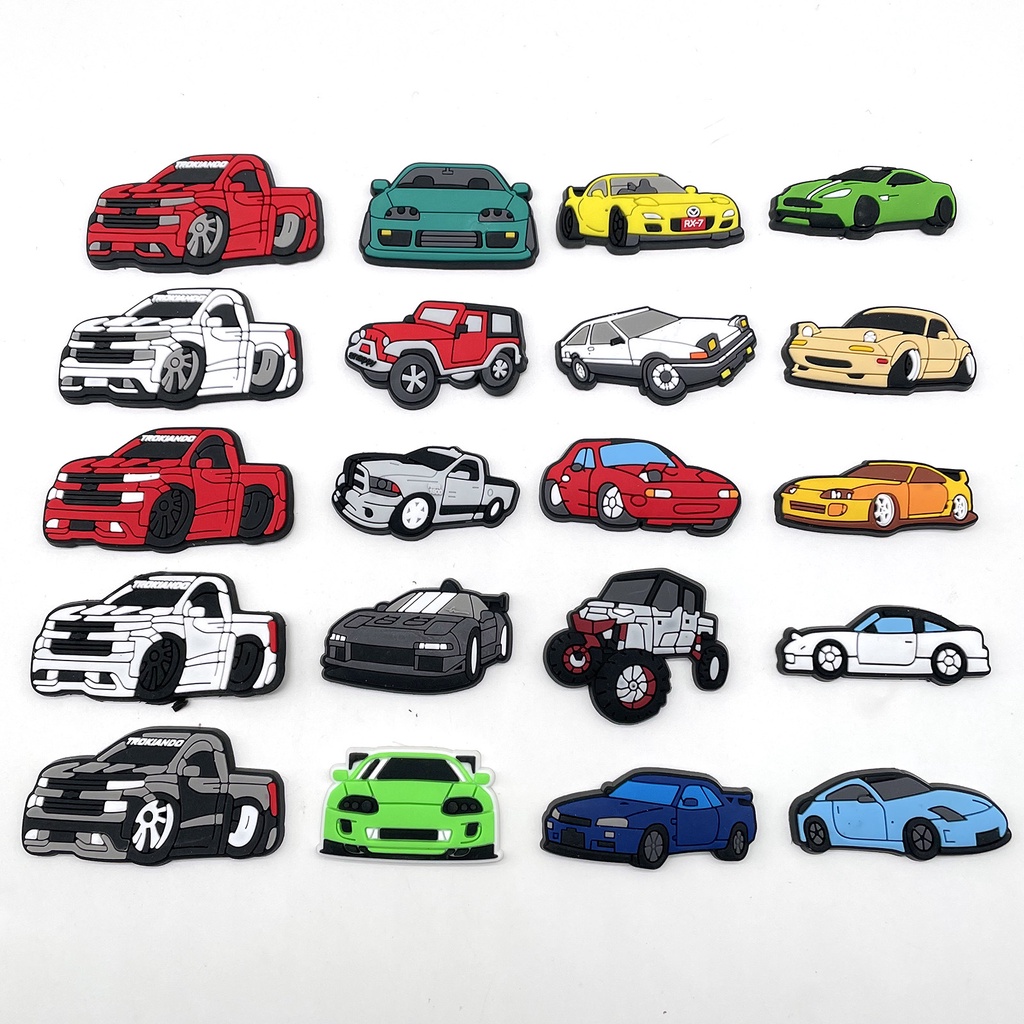New Racing Car jibits Charm croc Jibbits for Men croc Bae Clog Shoes Decoration JDM Cars Pins
