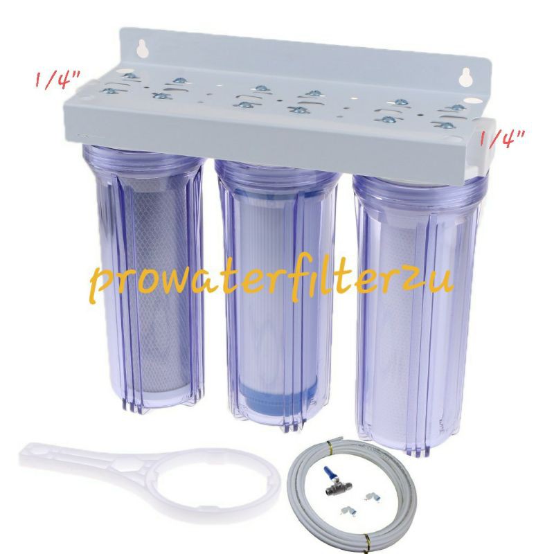 Max Water 2 Stage (Sediment, Odor & Improving Taste) Whole House 10 inch, Standard Water Filtration System - Clear Housing - Sediment + Carbon Block Filter - ¾ Inlet/Outlet