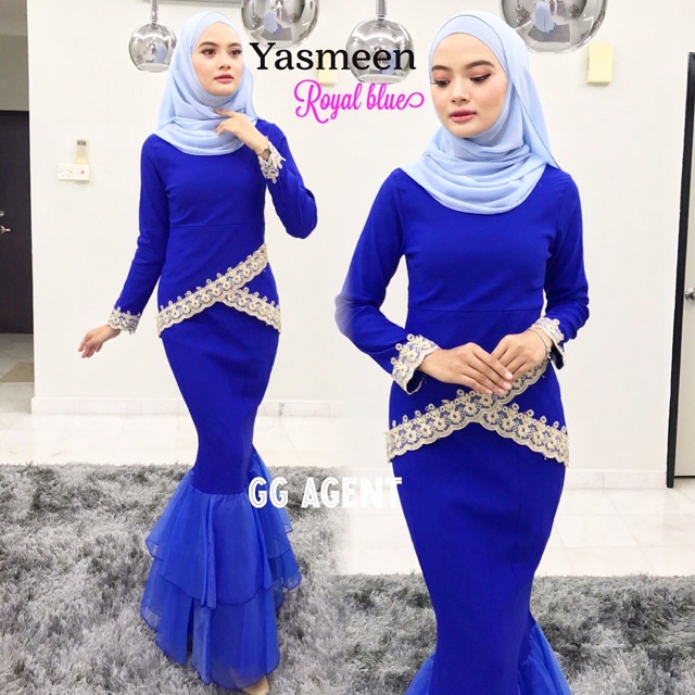 Royal blue discount baju kurung 2018