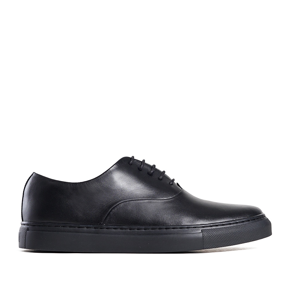 HITAM PRIA Prabu - Wibowo Black Men's Leather Sneakers Shoes-Black ...