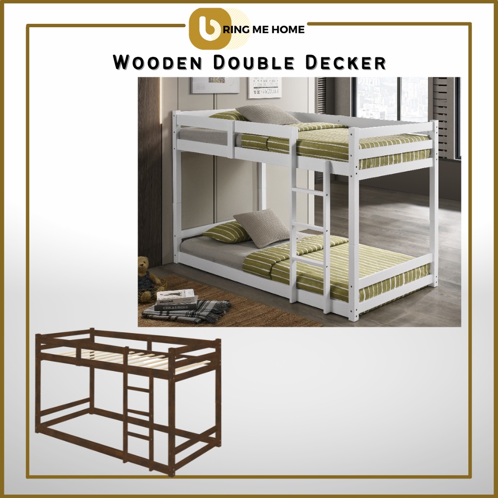 DREAMY Solid Wood Double Decker Bed Bunk Bed Single Bed Frame Single ...