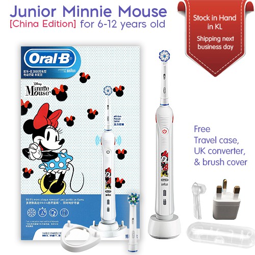Oral-B Junior Minnie Mouse Electric Toothbrush for Children 6-12 Years ...