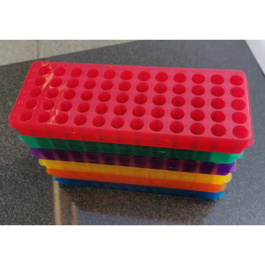 Tube Rack Double Panel 60 Positionen – Polypropylen-Reagenzglasständer Für 0,2–2ml Mikrozentrifugenröhrchen, Autoklavierbar, Lila, 20,5 X 7,3 X 2,3 Cm
