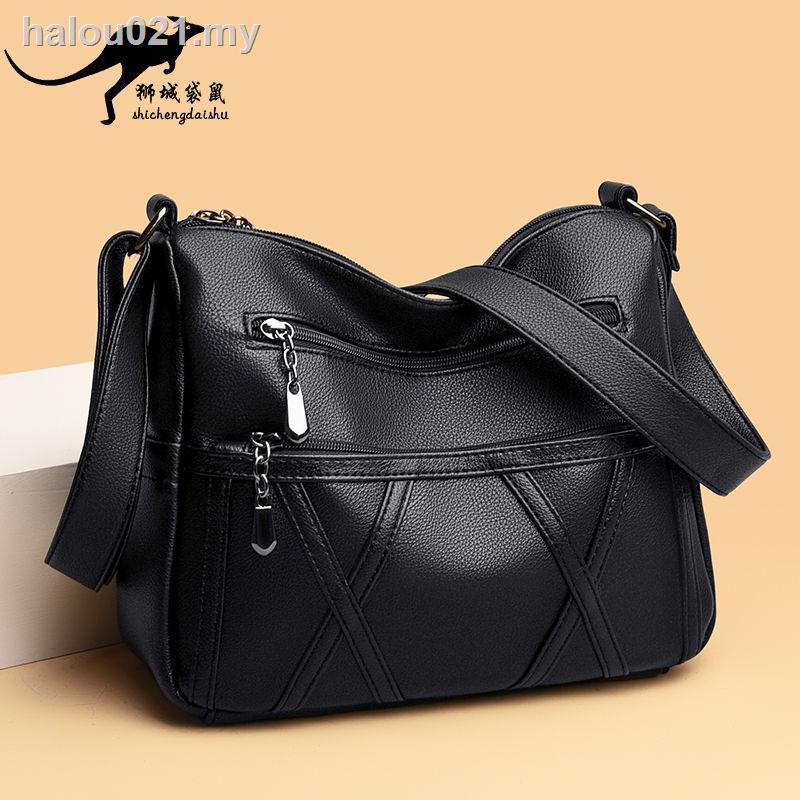 ready stock Genuine kangaroo leather handbags 2021 new soft leather versatile one shoulder messenger bag large capacity middle aged and elderly