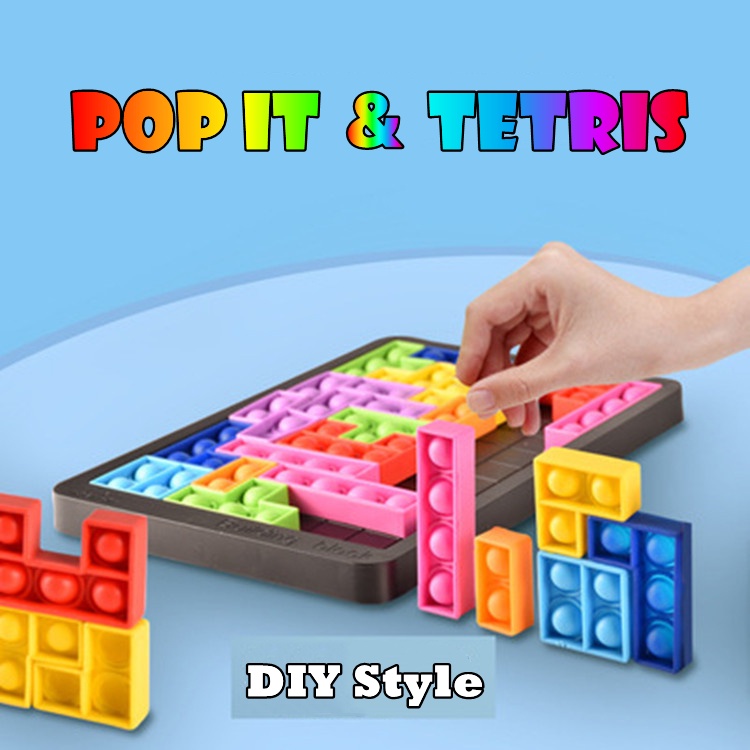 27Pcs Pop It Puzzle Building Blocks Tetris Puzzle Decompression Board ...