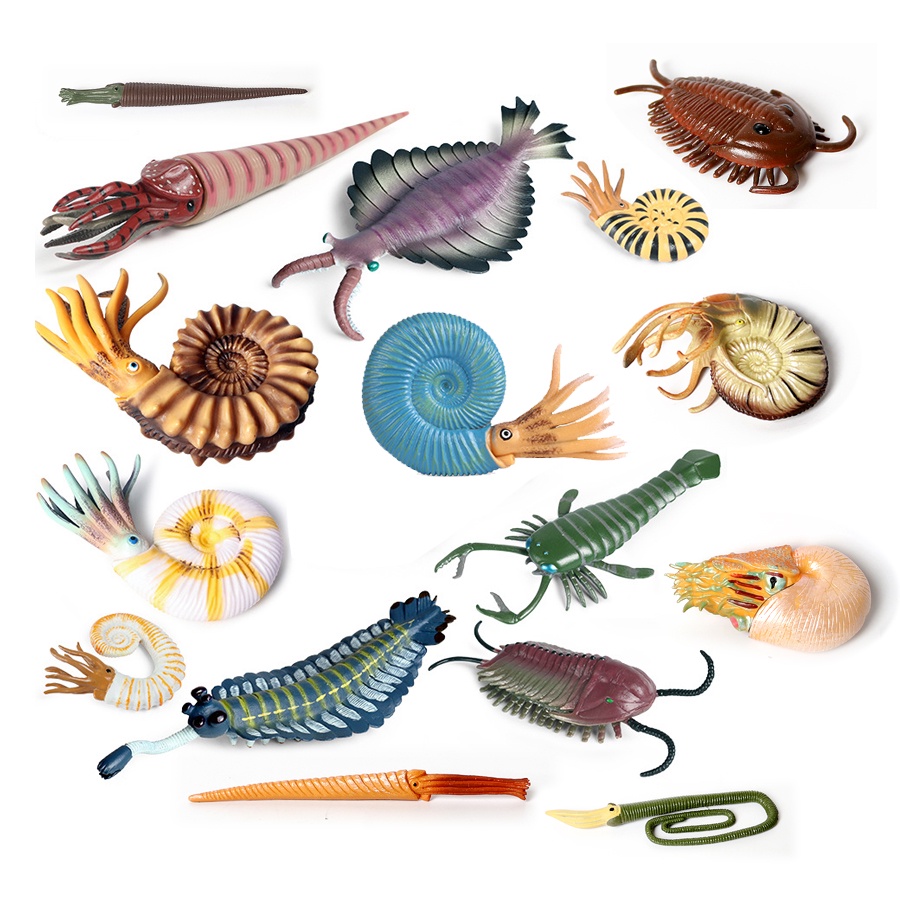 Plastic Cambrian Sea Creature Figurines Baculite Opabinia Nautilus ...