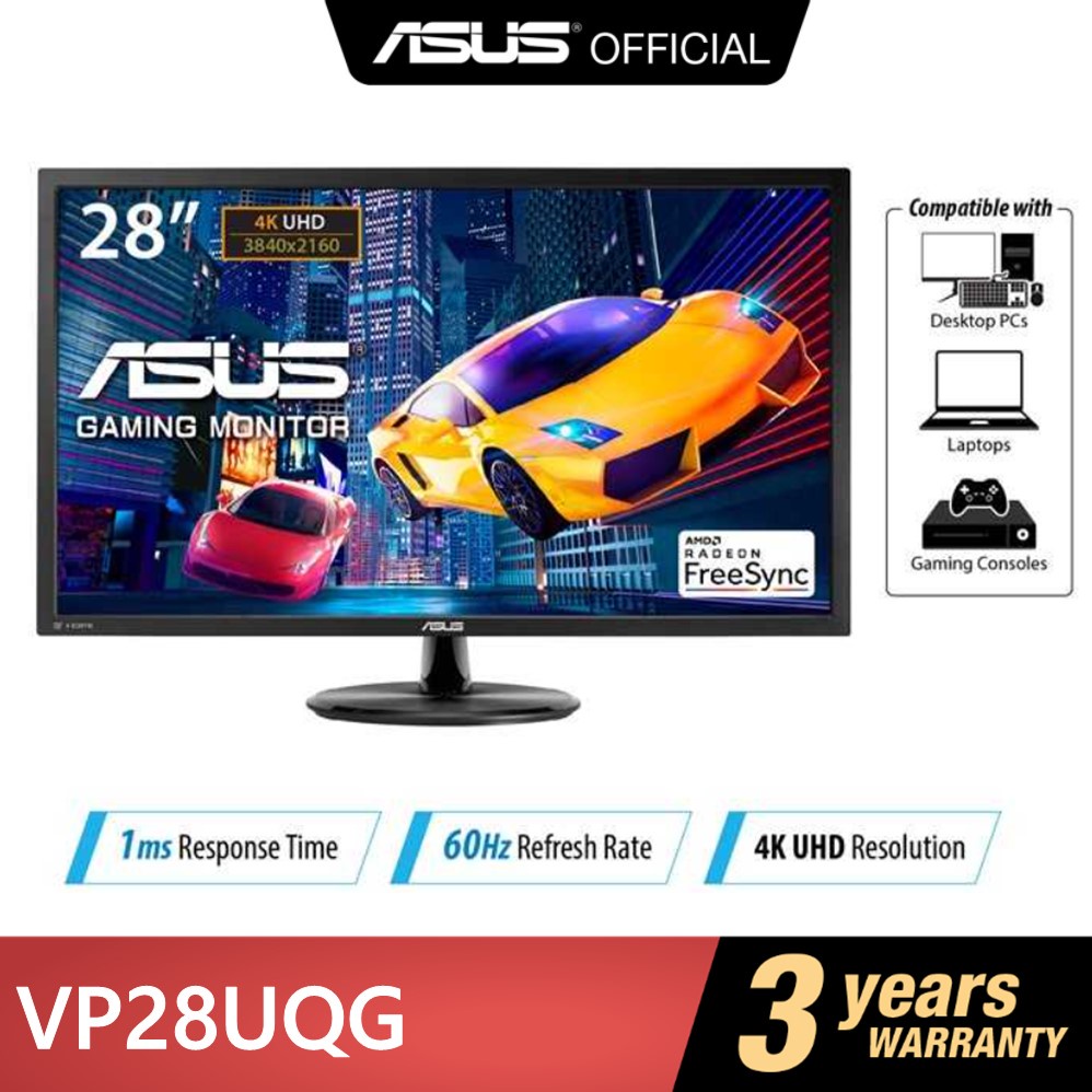 ASUS VP28UQG Gaming Monitor - 28 Inch, 4K, 1ms, Adaptive-Sync/FreeSync ...