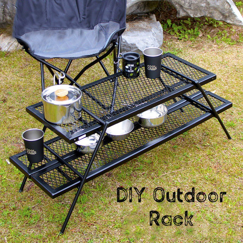 Creative DIY Outdoor Metal Rack BBQ Table Outdoor Rack Camping Rack ...