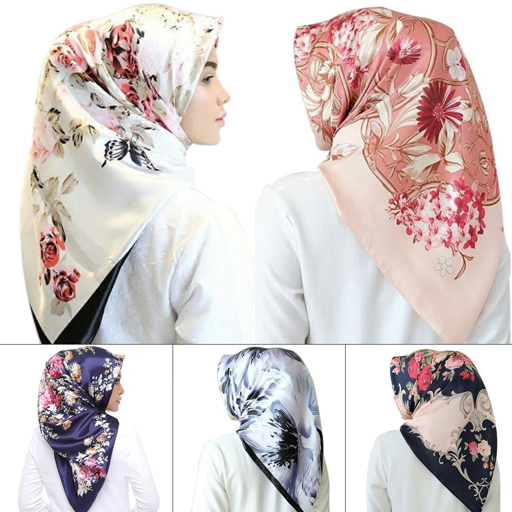 Tudung satin silk corak scarf pattern tudung bawal bidang printed hijab ...