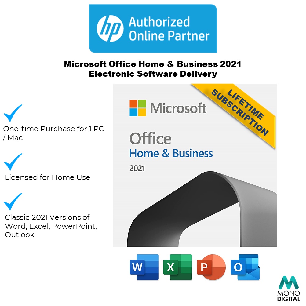 Microsoft Office Home and Business 2021 PC or Mac 1 Device Lifetime Licence  Box