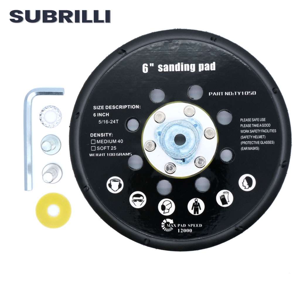 SUBRILLI 6 Inch DA Backing Plate Dual Action Flexible Backer Pad Dust ...