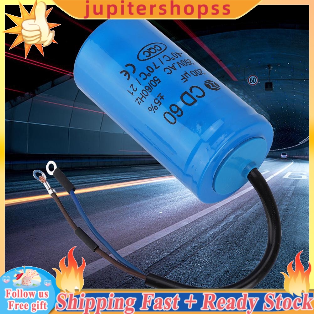 Condensateur de course CD60 avec câble 250V AC 200uF 50/60Hz pour compresseur d'air à moteur