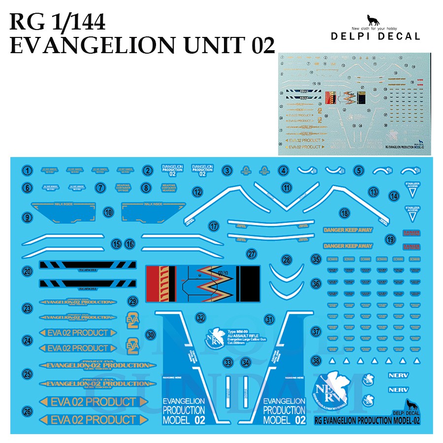 [DELPI DECAL] 111 RG 1/144 EVA 02 EVANGELION UNIT 02 [WATER DECAL ...