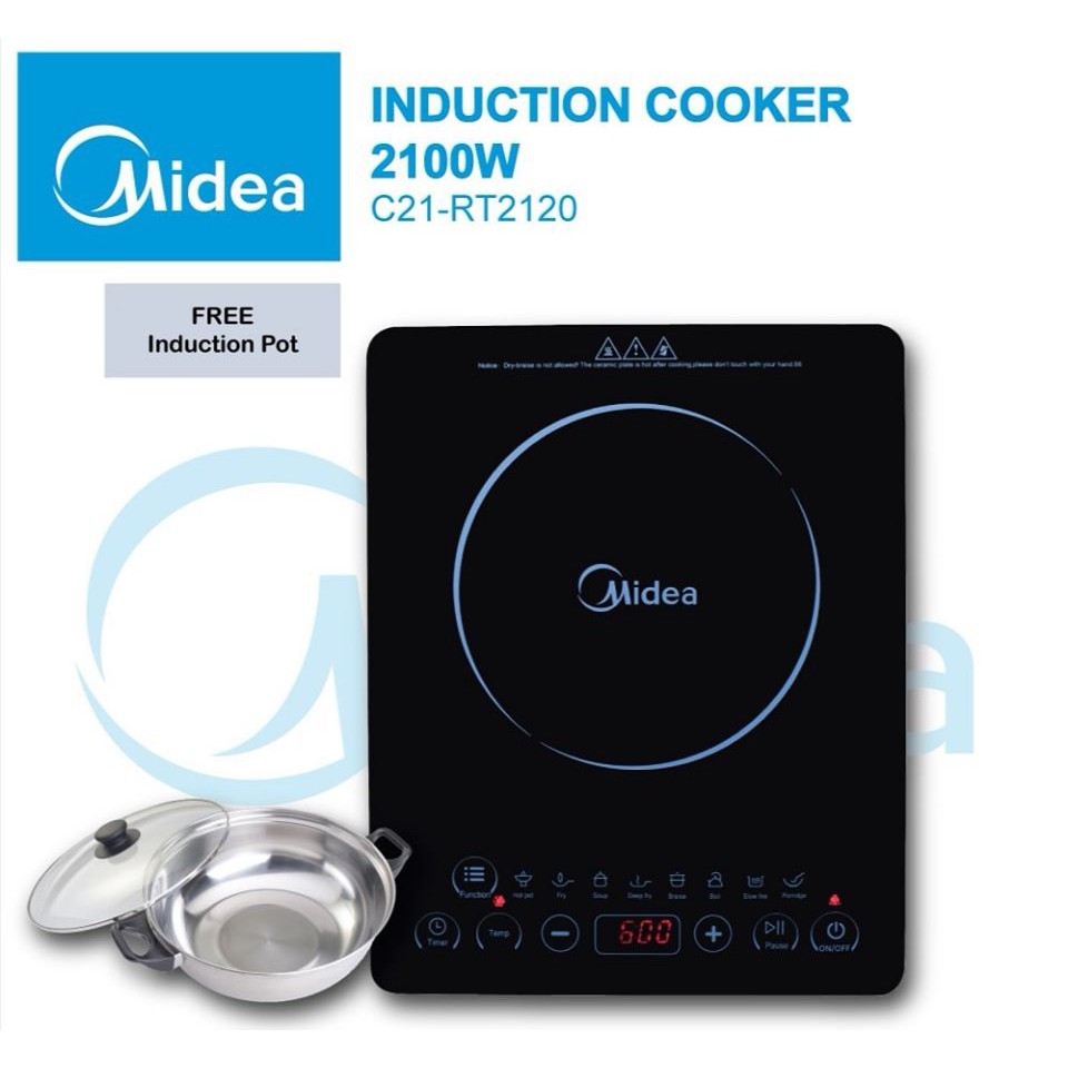 Midea 2100W Full Glass Touch Control Induction Cooker C21RT2120 (Sabah