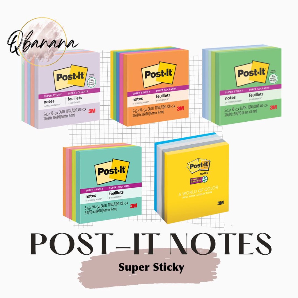 linned glæde Accepteret 3M Post-It Super Sticky Notes,5 Pads/Pack, 90 sheets/Pad | Shopee Malaysia