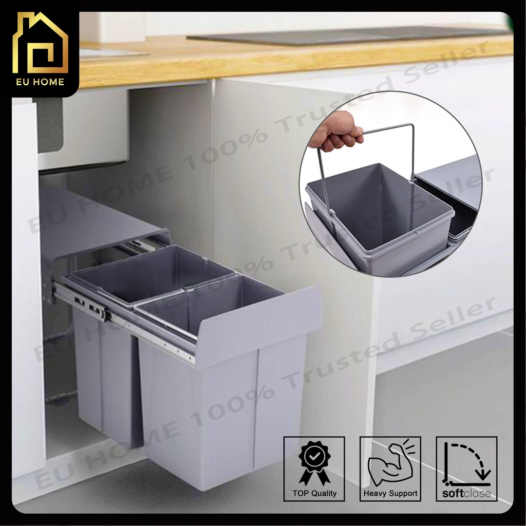 Kitchen Bin Pull Out Dustbin / Tong Sampah Moden 20 Litre / Kitchen