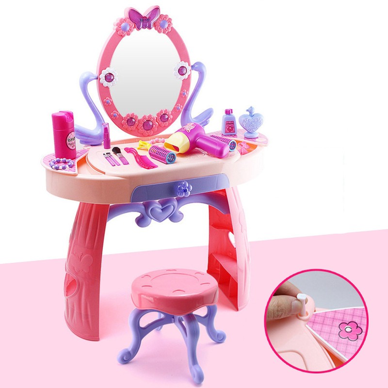 Kids Fashion Toy Children Makeup Pretend Playset Styling Head Doll Hairstyle  Beauty Game with Hair Dryer