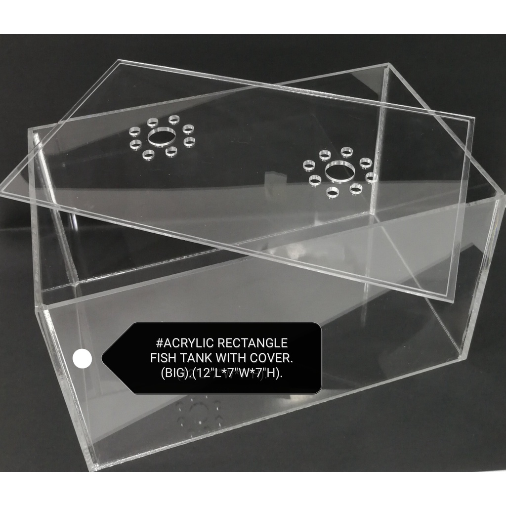Acrylic Rectangular Fish Tank Plus Top Cover Aquarium Ikan Akuarium