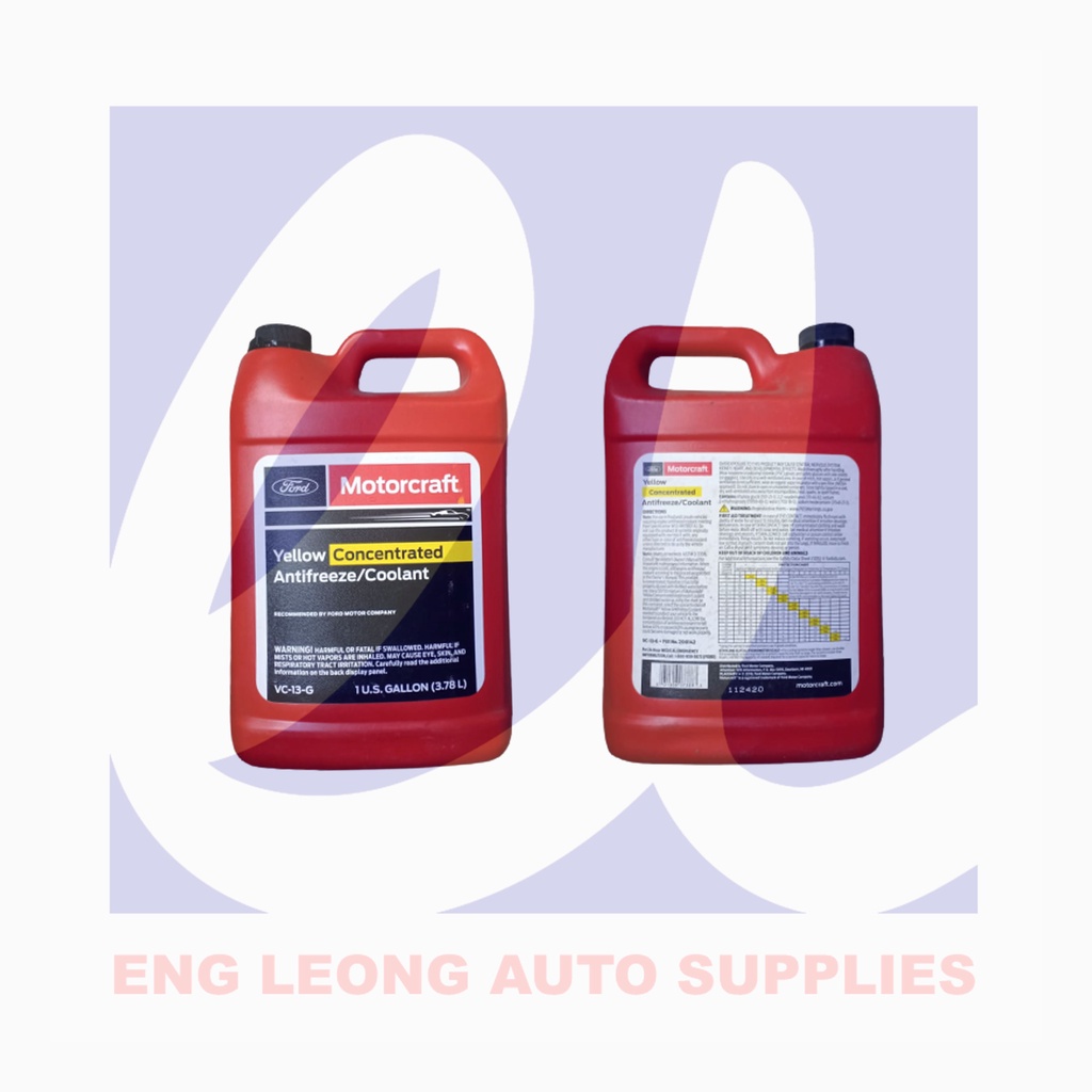 FORD MOTORCRAFT YELLOW CONCENTRATED ANTIFREEZE / COOLANT 1GALLON ( 3.78