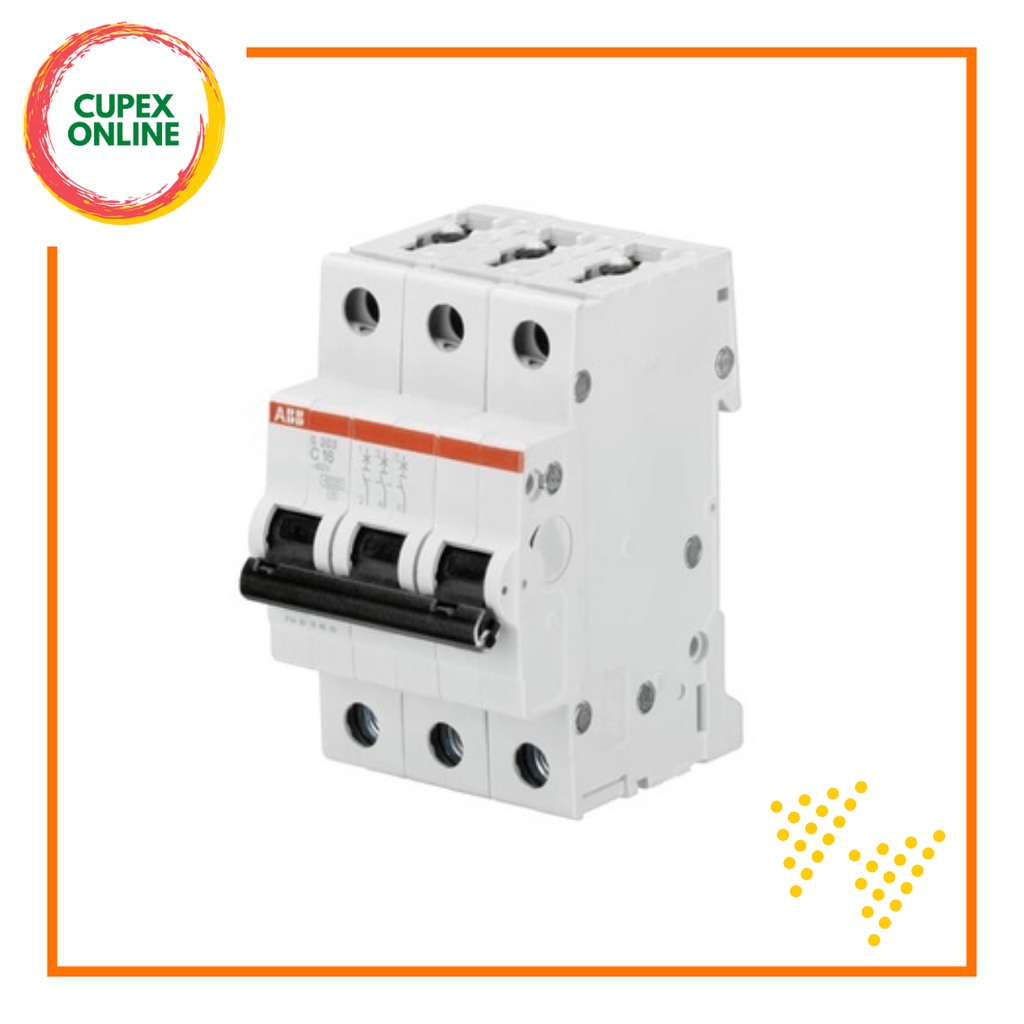 ABB S203-C MCB 6A/16A/20A/25A/40A/63A 3P 6KA C Curve (cupex) | Shopee ...