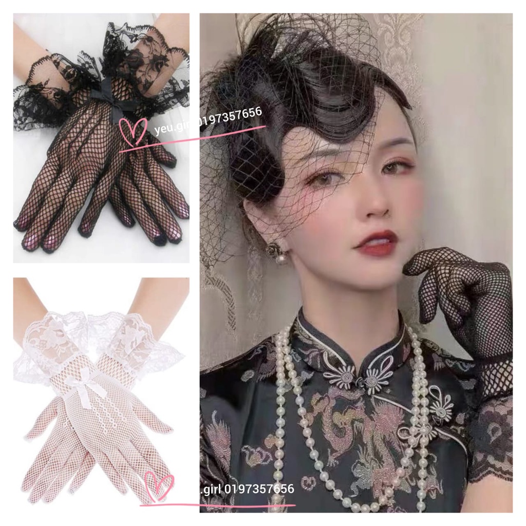 Knit Gloves Full Finger Lace Gloves Bridal Wedding Sexy Gloves/Sarung