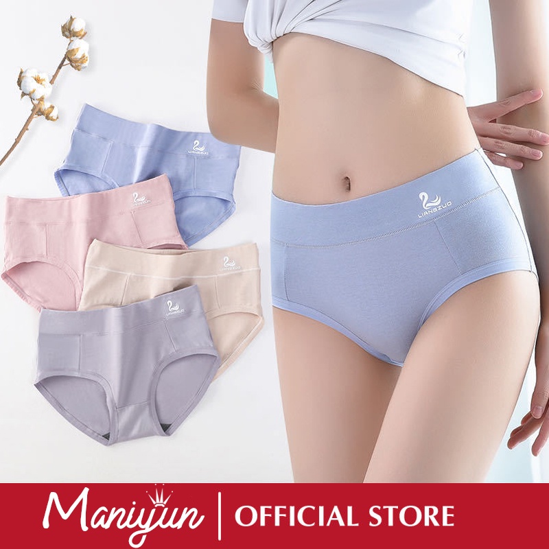 Maniyun White Swan Middle Waist Panties 100 Cotton Comfort Breathable