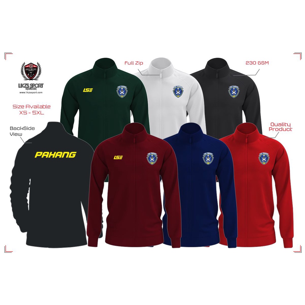 Sri Pahang Fc Track Jacket DX2-LSE Training Sweater Football Futsall Player  Coach Warm Up Excercise Outerwear Jaket