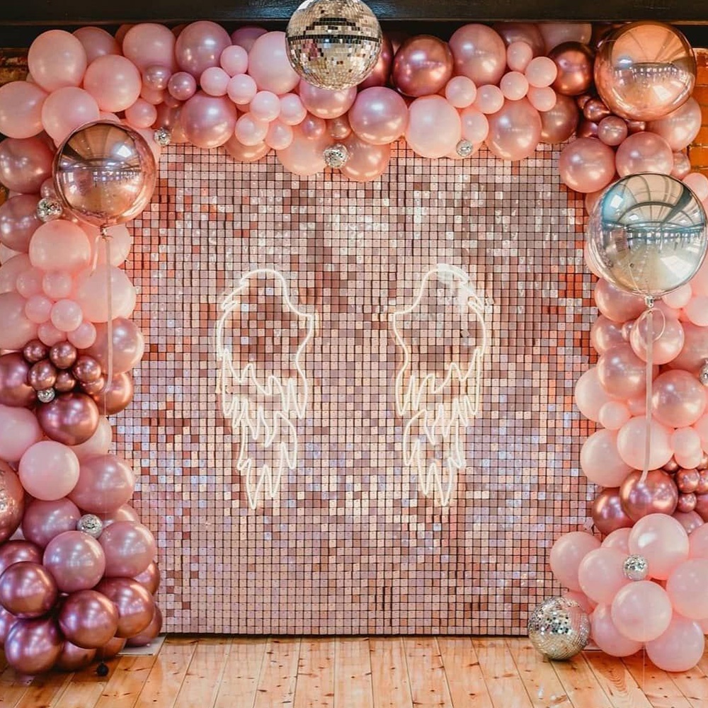 30x30cm 3D Rose Gold Shimmer Wall Stickers Pneumatic Sequins Art Panel ...