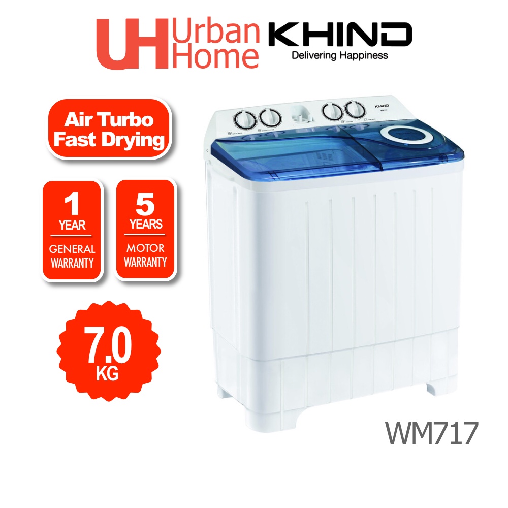 Khind Midea Semi Auto Washer Washing Machine (7kg) Wm717   Msw-7118p 