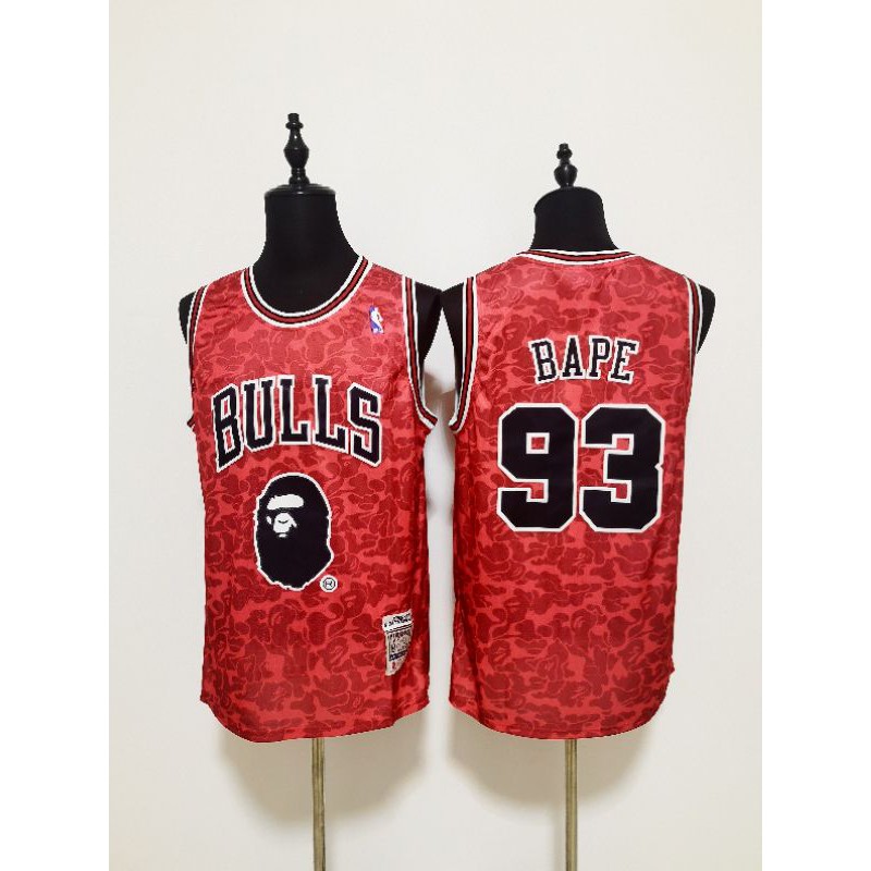 Monkey Head Gorilla AAPE Bape Chicago Bulls #93 Red Jersey (ready