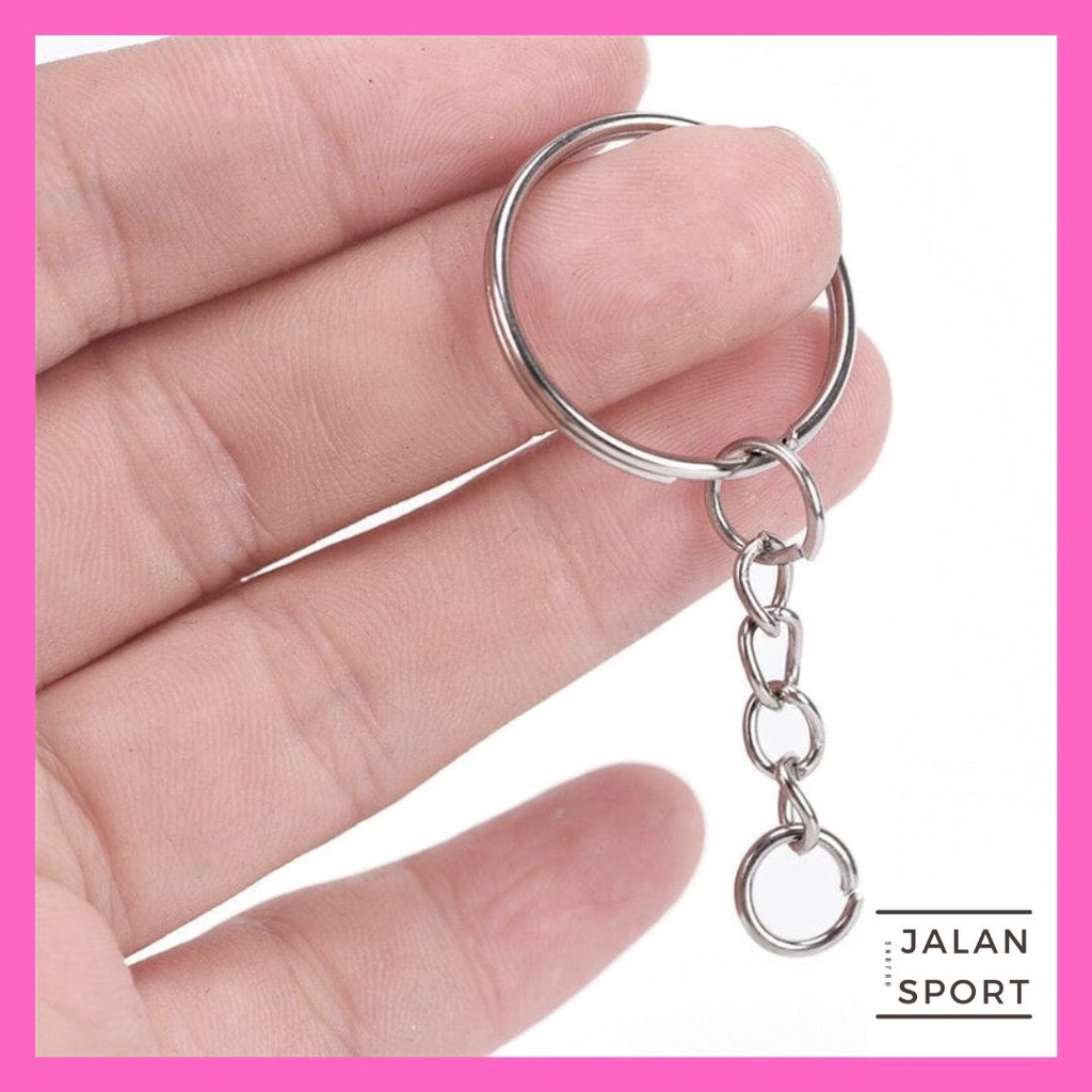 Penyangkut Rantai Kunci Kosong Polished Silver DIY Key Rings Key Chains ...