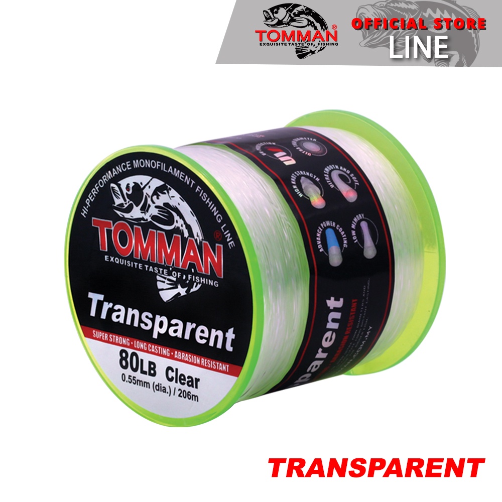 Tomman Transparent Monofilament Fishing Line 206m-1500m (8LB-80LB) Bulk