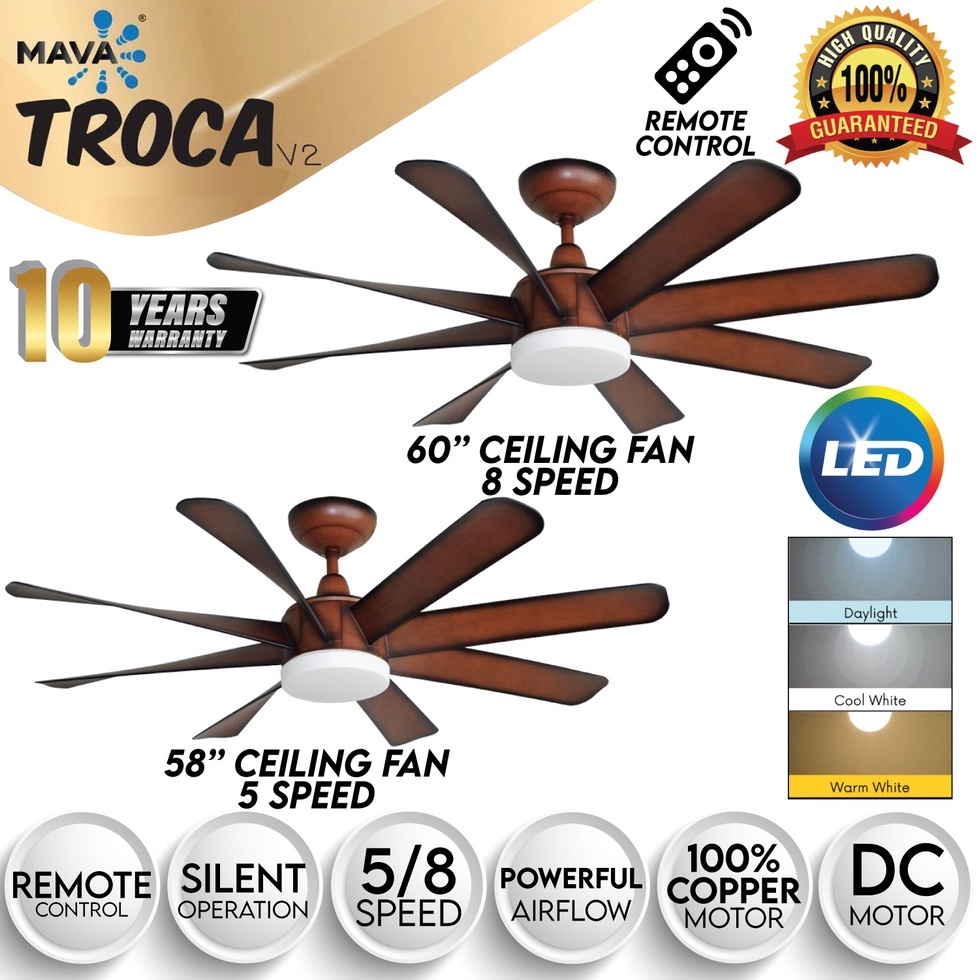 MAVA FAN TROCA 58 / 60 INCH DC MOTOR ELEGENT DESIGN 8 BLADE (NEW ...