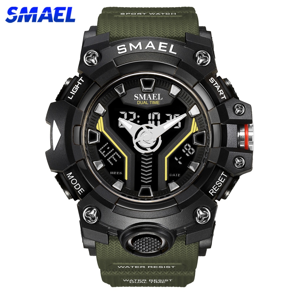 SMAEL 8075 Brand Quartz Digital Watch For Men Luxury Dual Display Sport ...