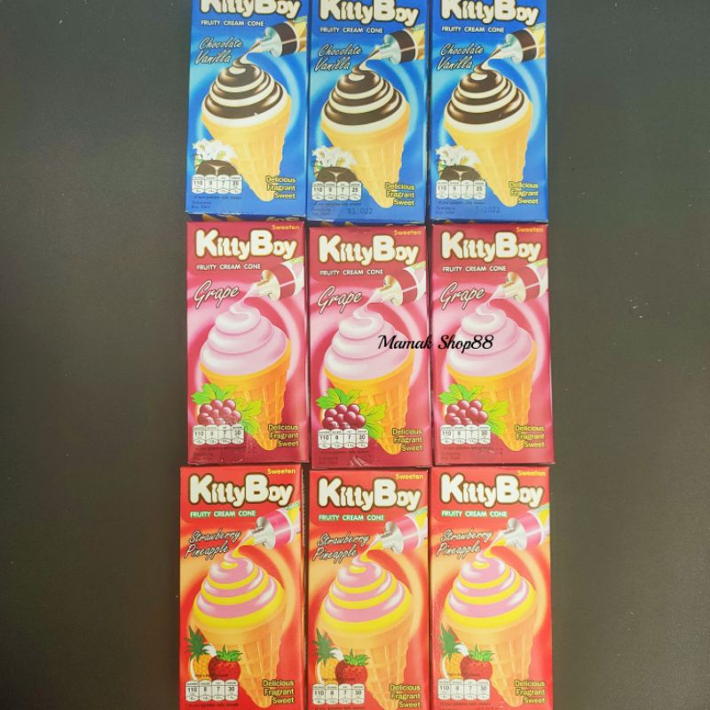 Kitty Boy Fruity Cream Cone / Biscuit Diy IceCream (3box) Shopee